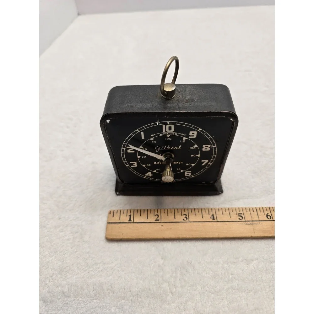 Gilbert Vintage Industrial Interval Timer Metal Mechanical Clock Black 4in